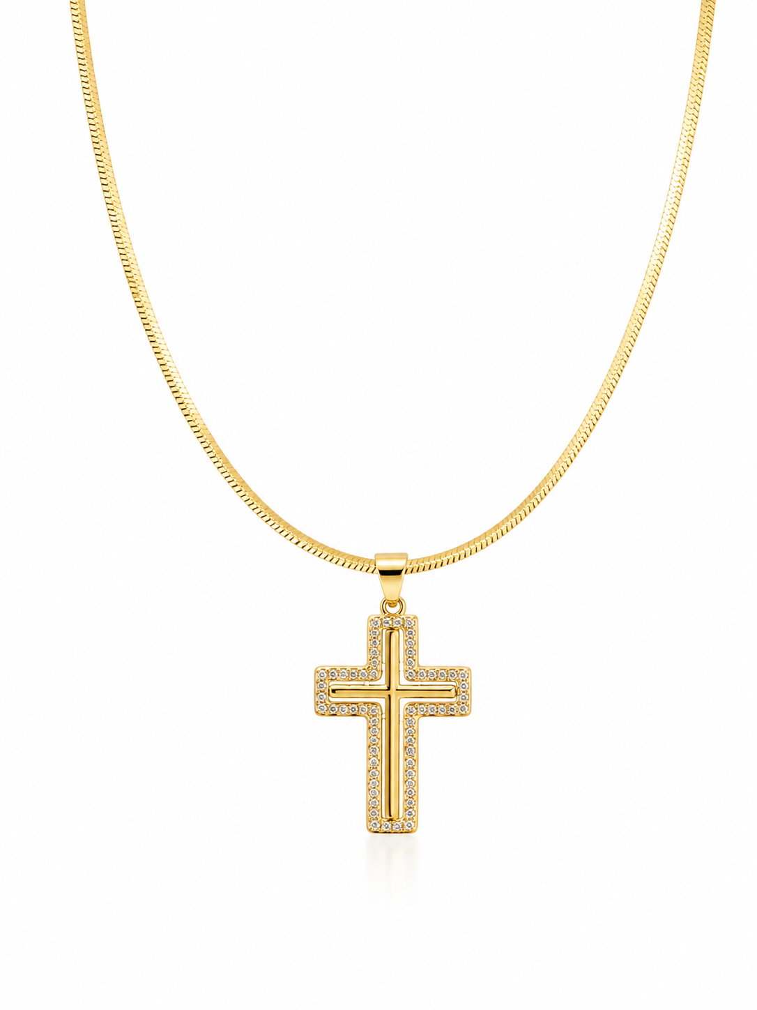 Choker Cruce Placat cu Aur