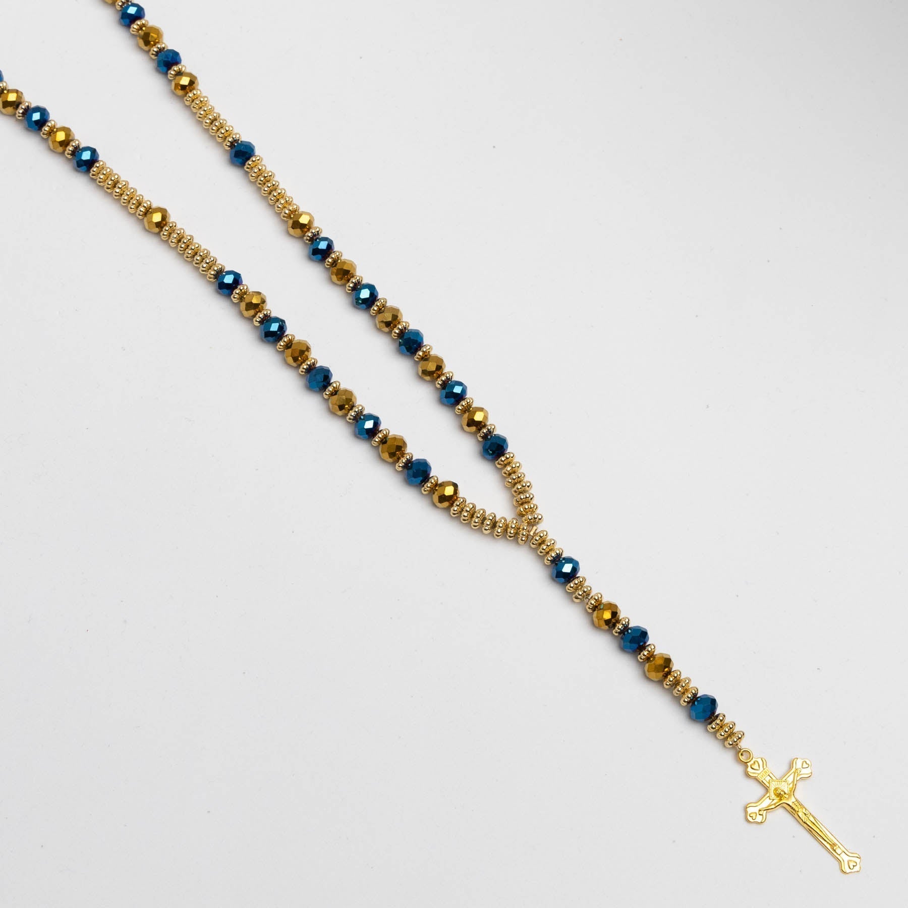 Colier Black&Blue Gold Cross