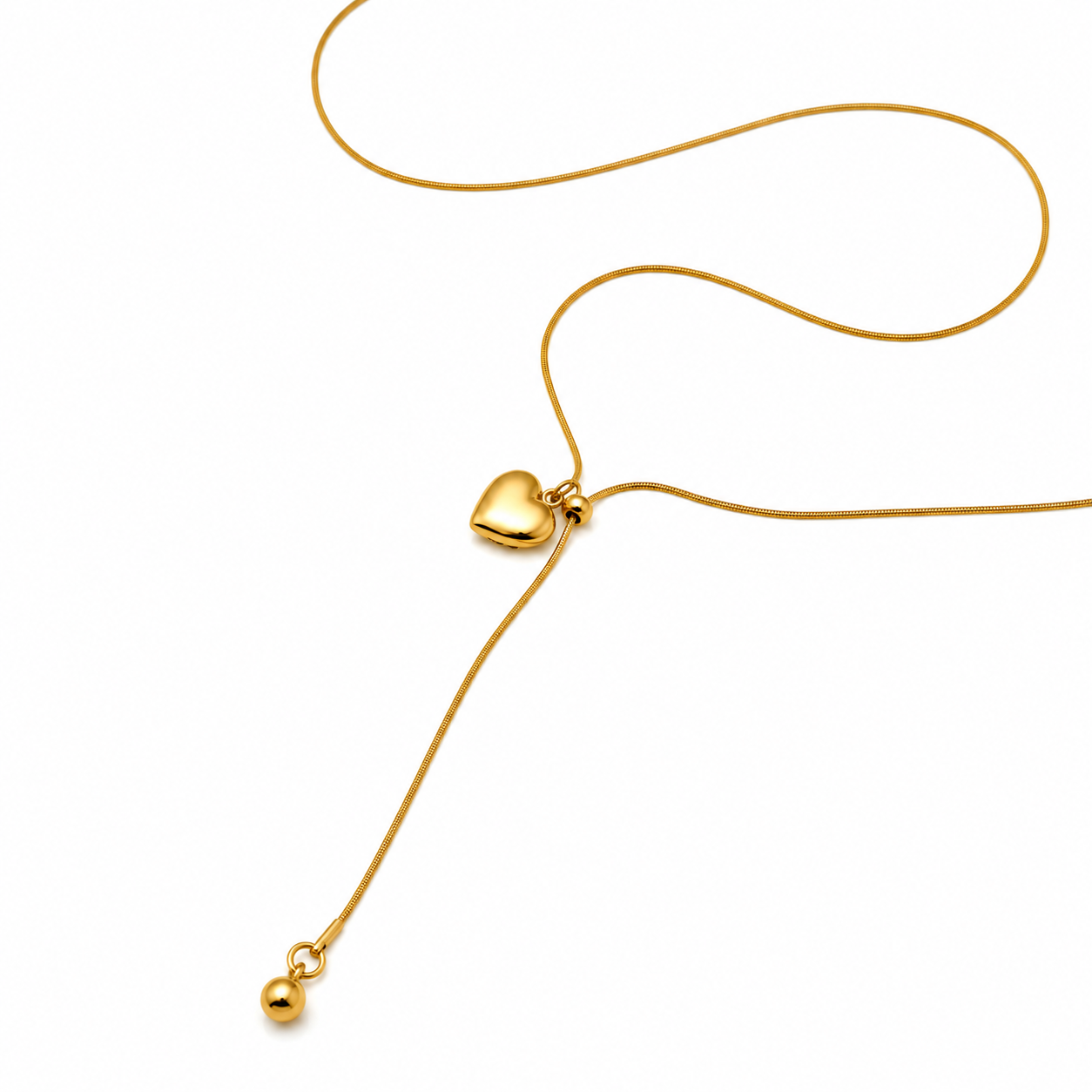 Colier Reglabil Heart Drop din Oțel Inoxidabil - Gold / Silver
