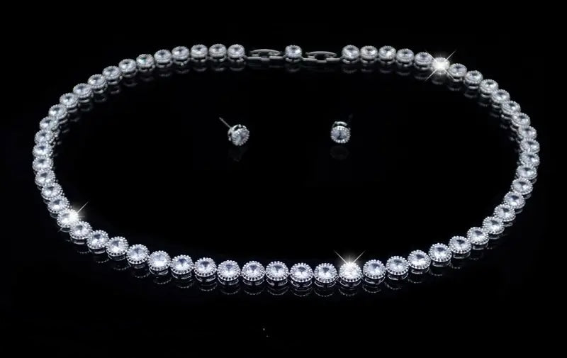 Set Colier și Cercei „Crystal Halo”