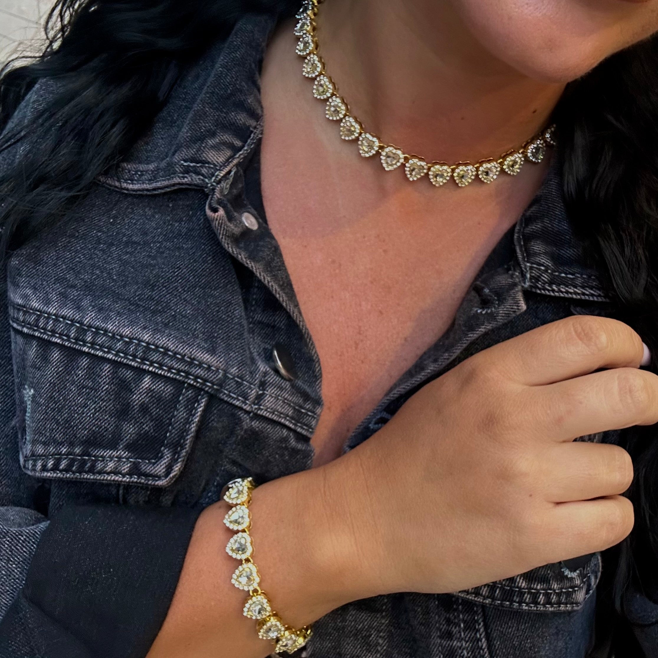 Set Heart Gold – Bratara&Colier