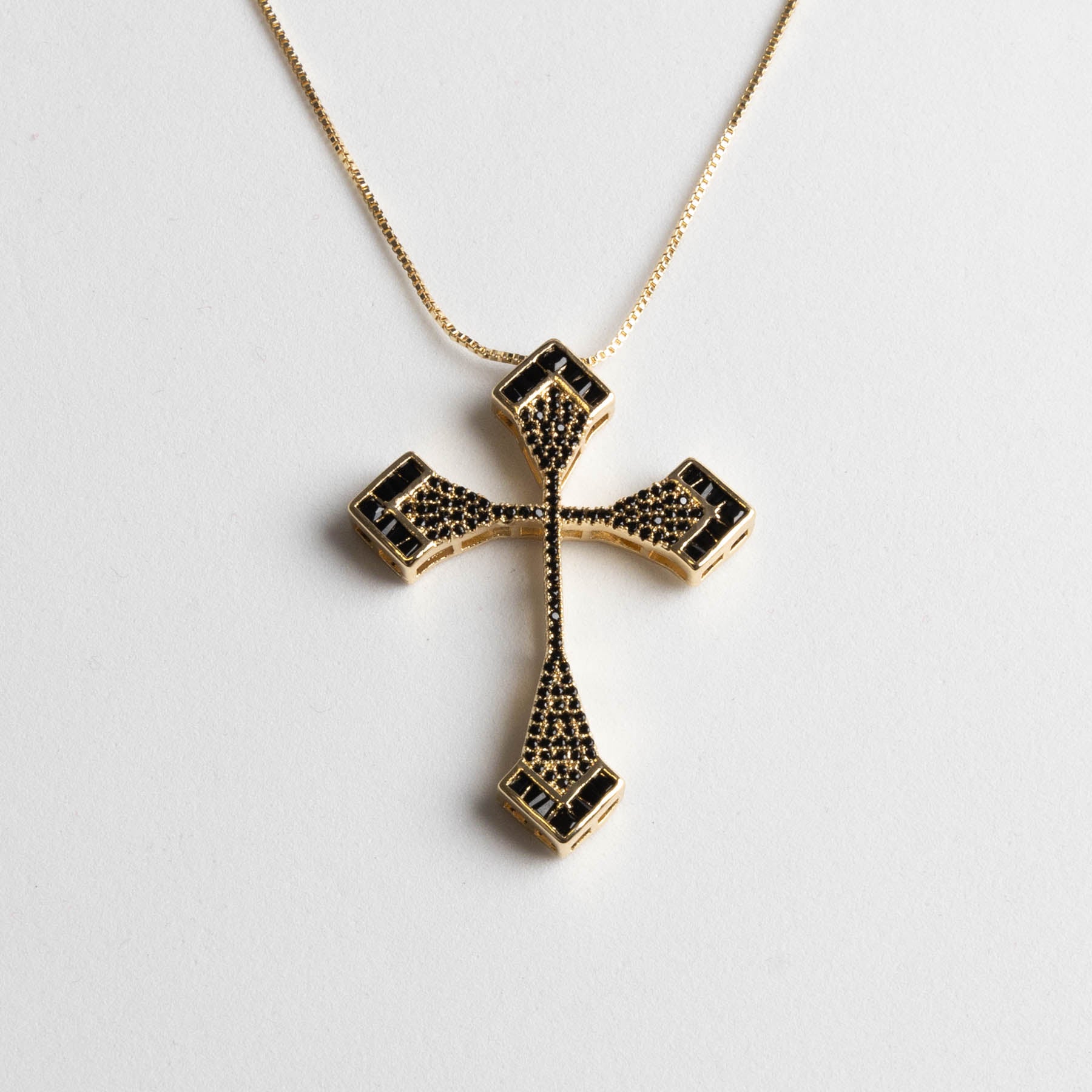 Colier Rhombus Cross Gold din Oțel Inoxidabil