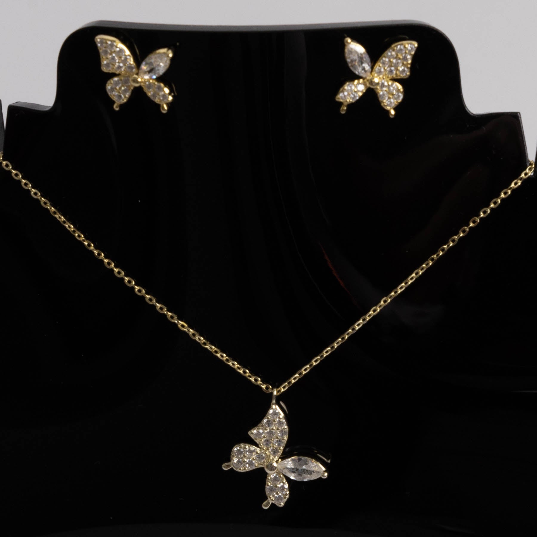 🦋 Set „Golden Butterfly” din Argint 925 placat cu Aur