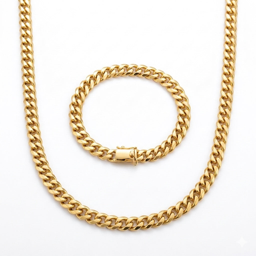 💥 Set Gold Cuban – Colier și Brățară Unisex
