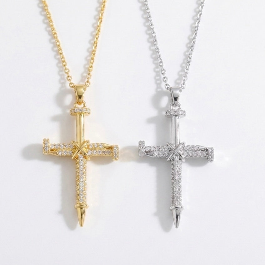 Colier cu Pandantiv Cruce - Gold/Silver