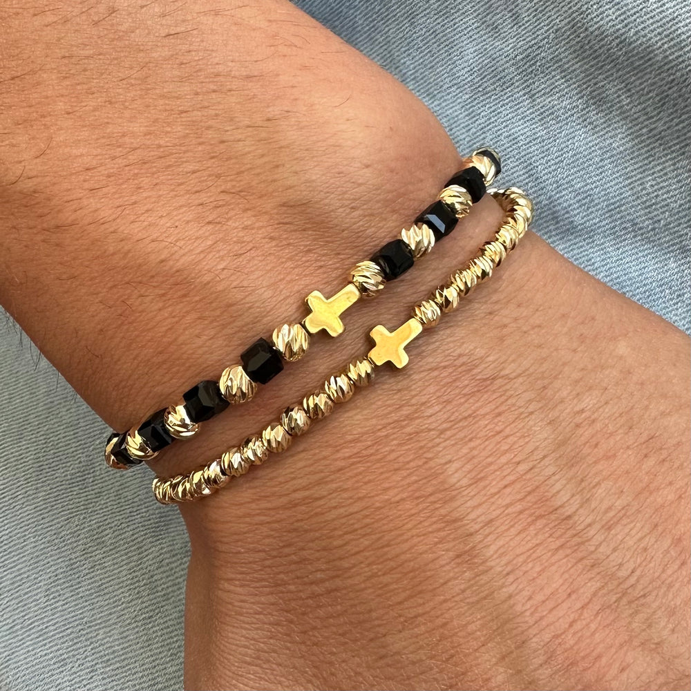 Set 2 Brățări Bărbațești Cross Gold – Faith & Power