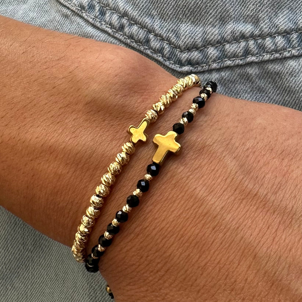 Set 2 Brățări Bărbațești Cross Gold – Faith & Power