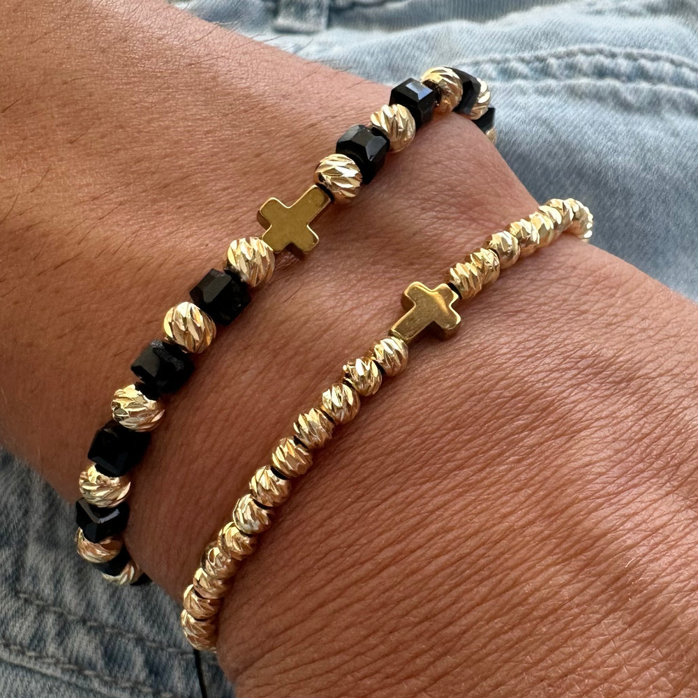 Set 2 Brățări Bărbațești Cross Gold – Faith & Power