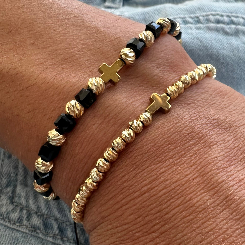 Set 2 Brățări Bărbațești Cross Gold – Faith & Power