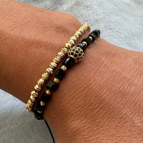 Set 2 Brățări Bărbațești Black & Gold – Power Duo