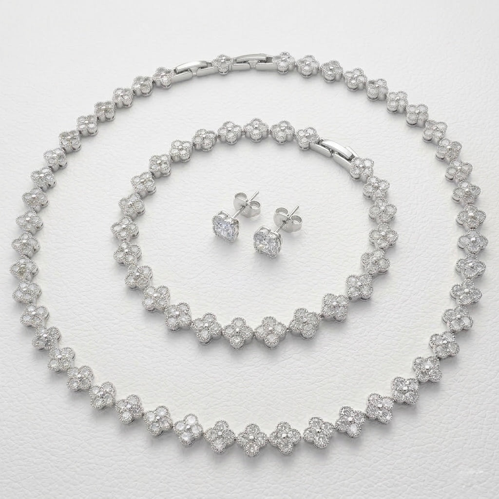 Set Diamond Clover Silver/Gold