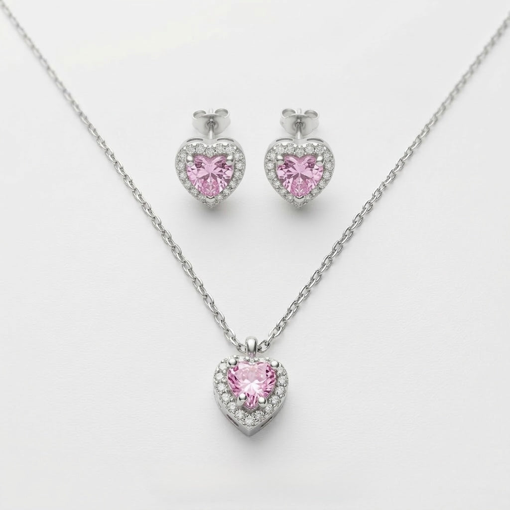 Set Bijuterii Inimi Colorate din Argint 925