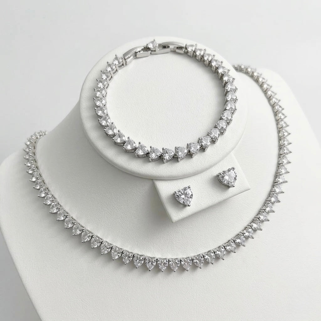 Set Tennis Heart 🤍 Colier + Brățară + Cercei 🤍