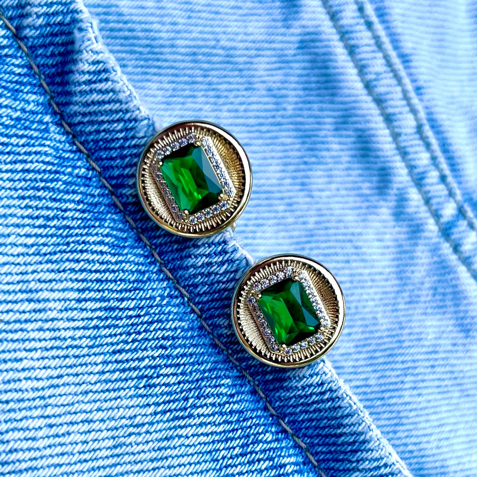 💚 Cercei Royal Green – Placat cu Aur