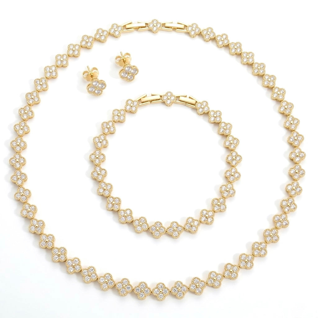 Set Diamond Clover Silver/Gold