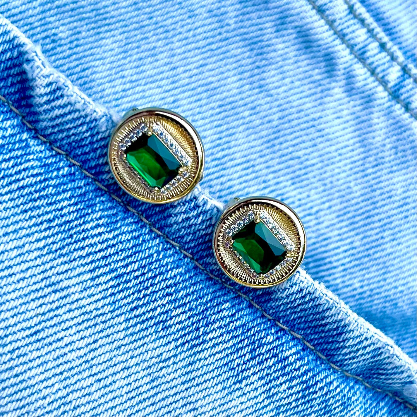 💚 Cercei Royal Green – Placat cu Aur
