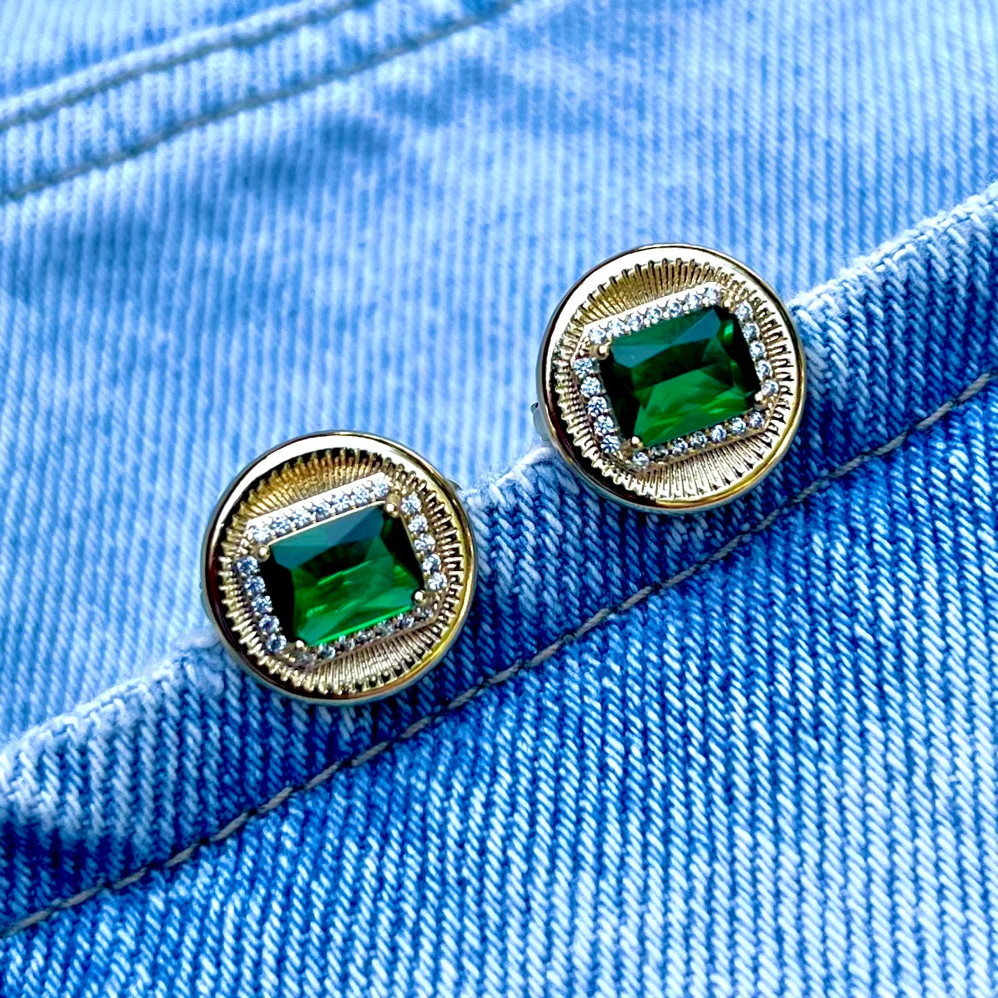 💚 Cercei Royal Green – Placat cu Aur