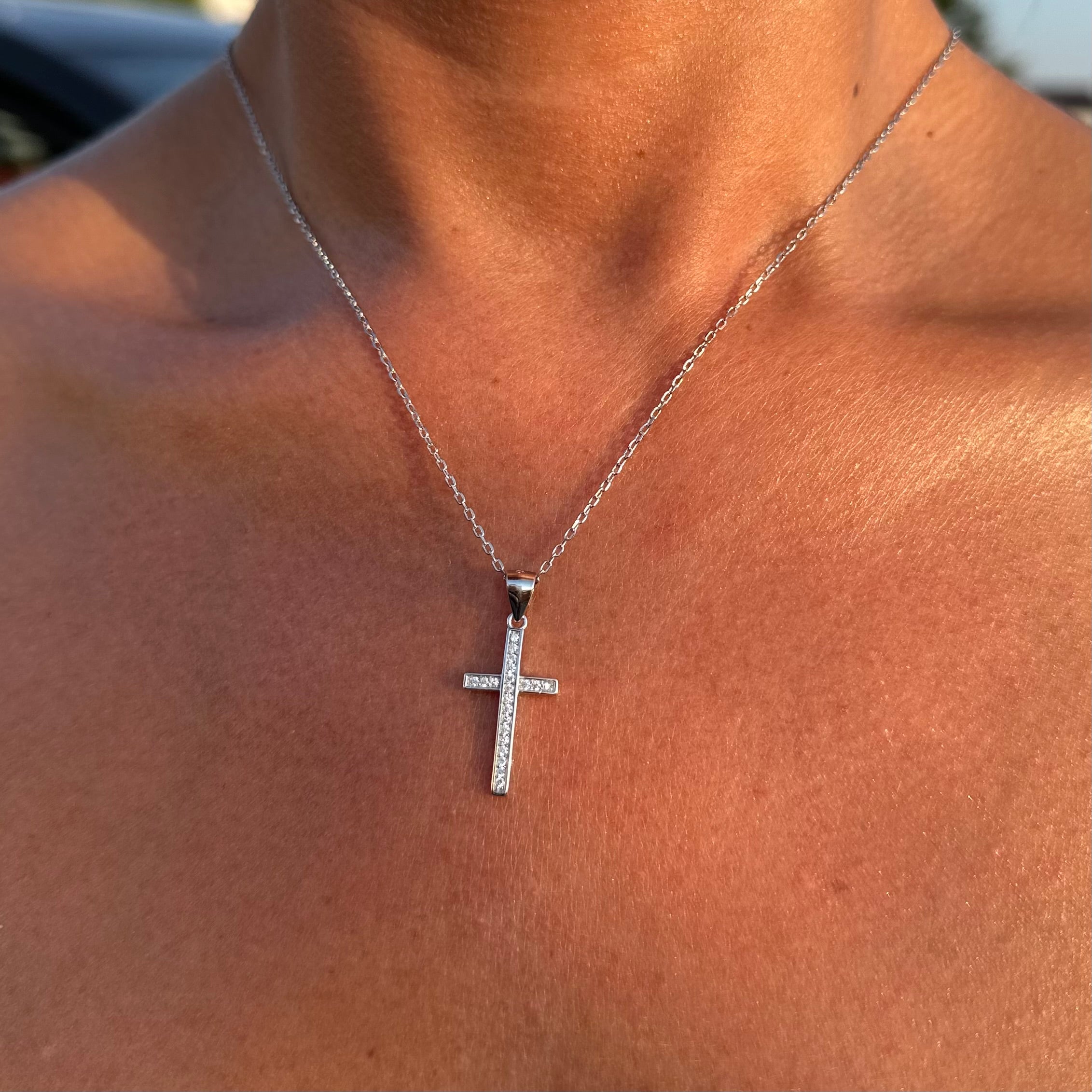 💎 Colier Cross Glow – Argint 925