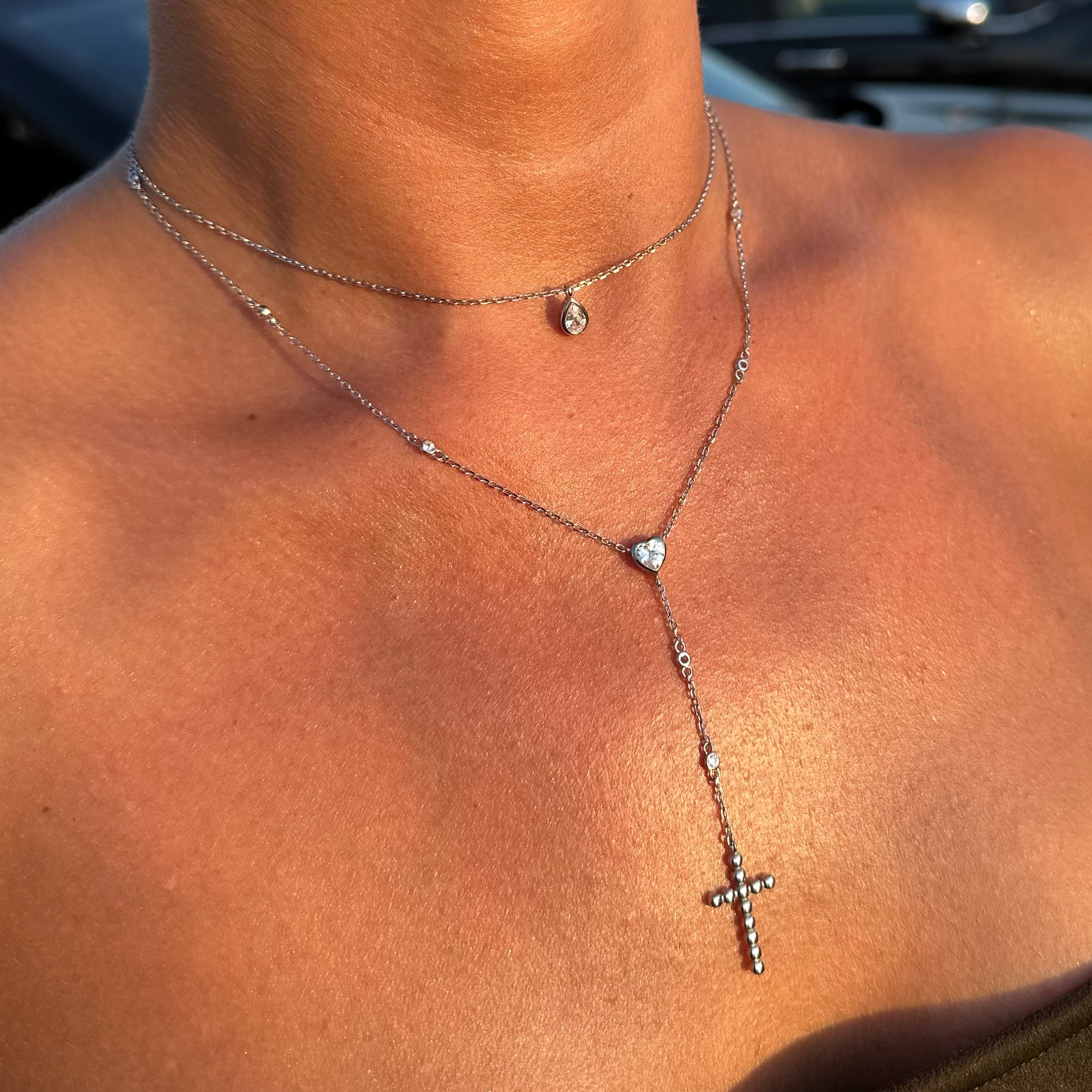Colier Dublu Cruce din Argint