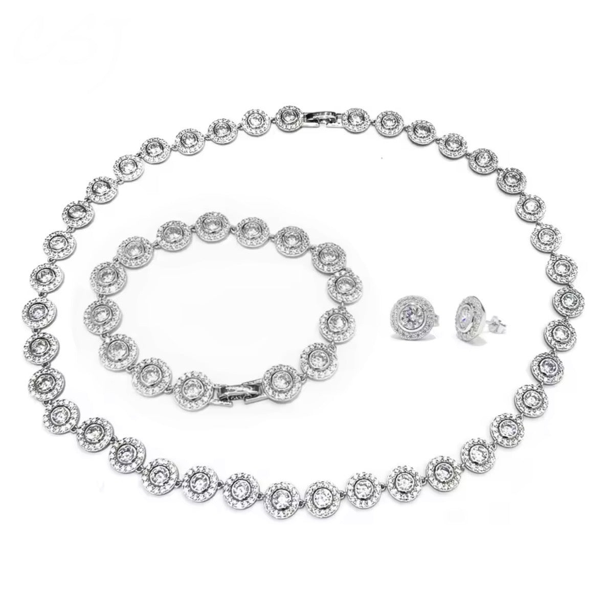 Set Bijuterii cu Cristale pentru Femei: Colier, Brățară și Cercei