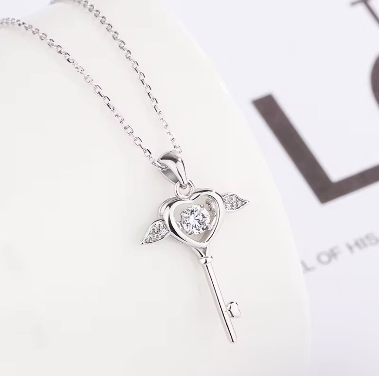 🔑❤️ Colier Cheia Iubirii din Argint 925 cu Zirconia