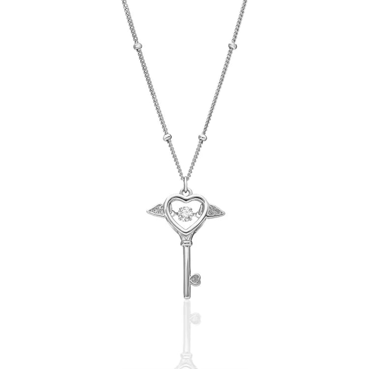 🔑❤️ Colier Cheia Iubirii din Argint 925 cu Zirconia