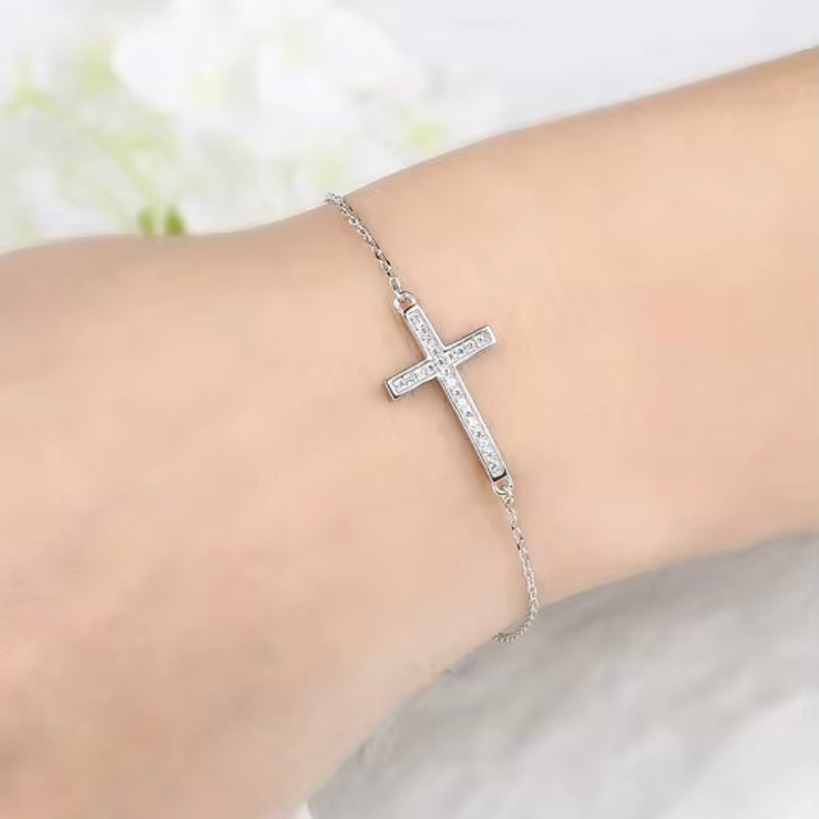 ✝️💎 Brățară Cruce din Argint 925 cu Zirconia