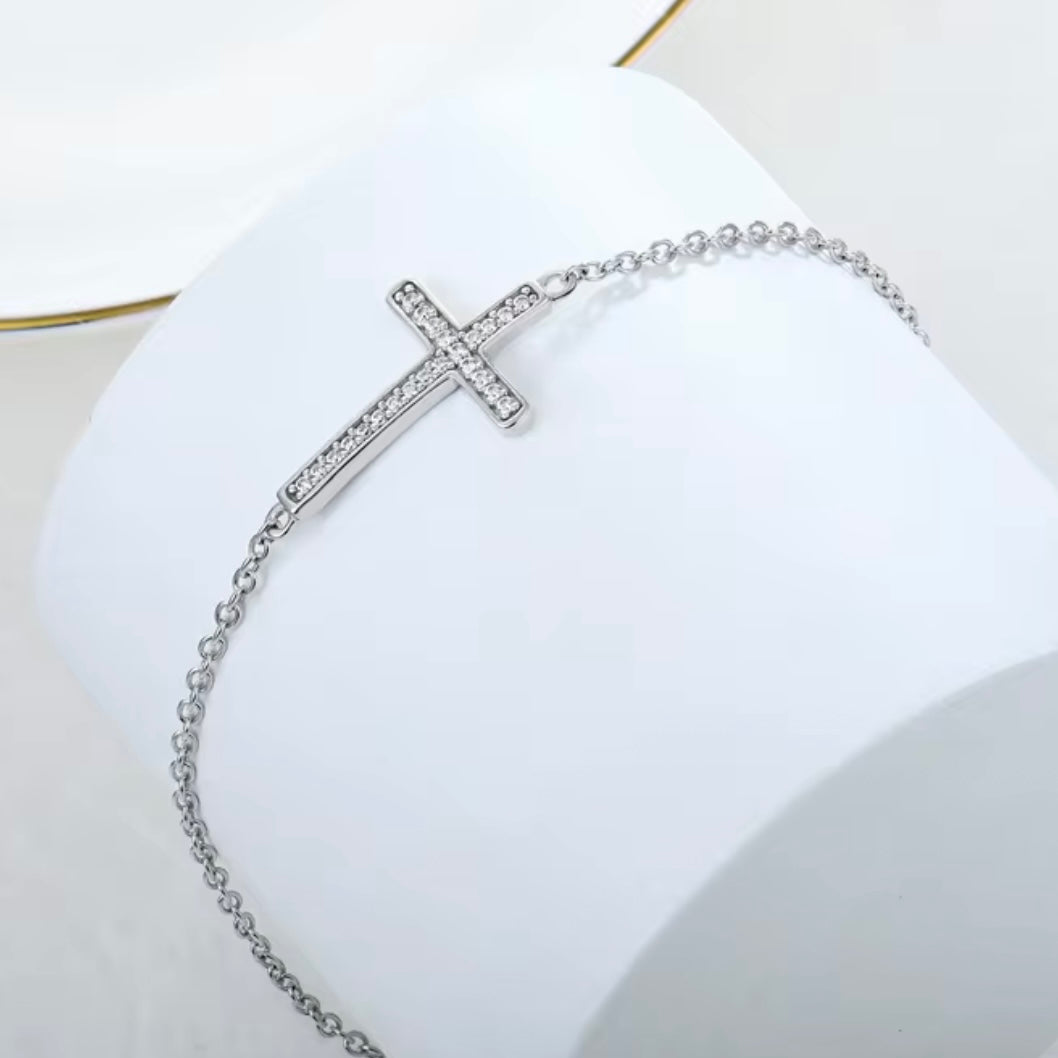 ✝️💎 Brățară Cruce din Argint 925 cu Zirconia