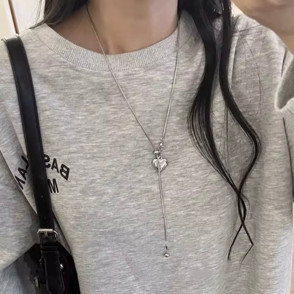 Colier Reglabil Heart Drop din Oțel Inoxidabil - Gold / Silver