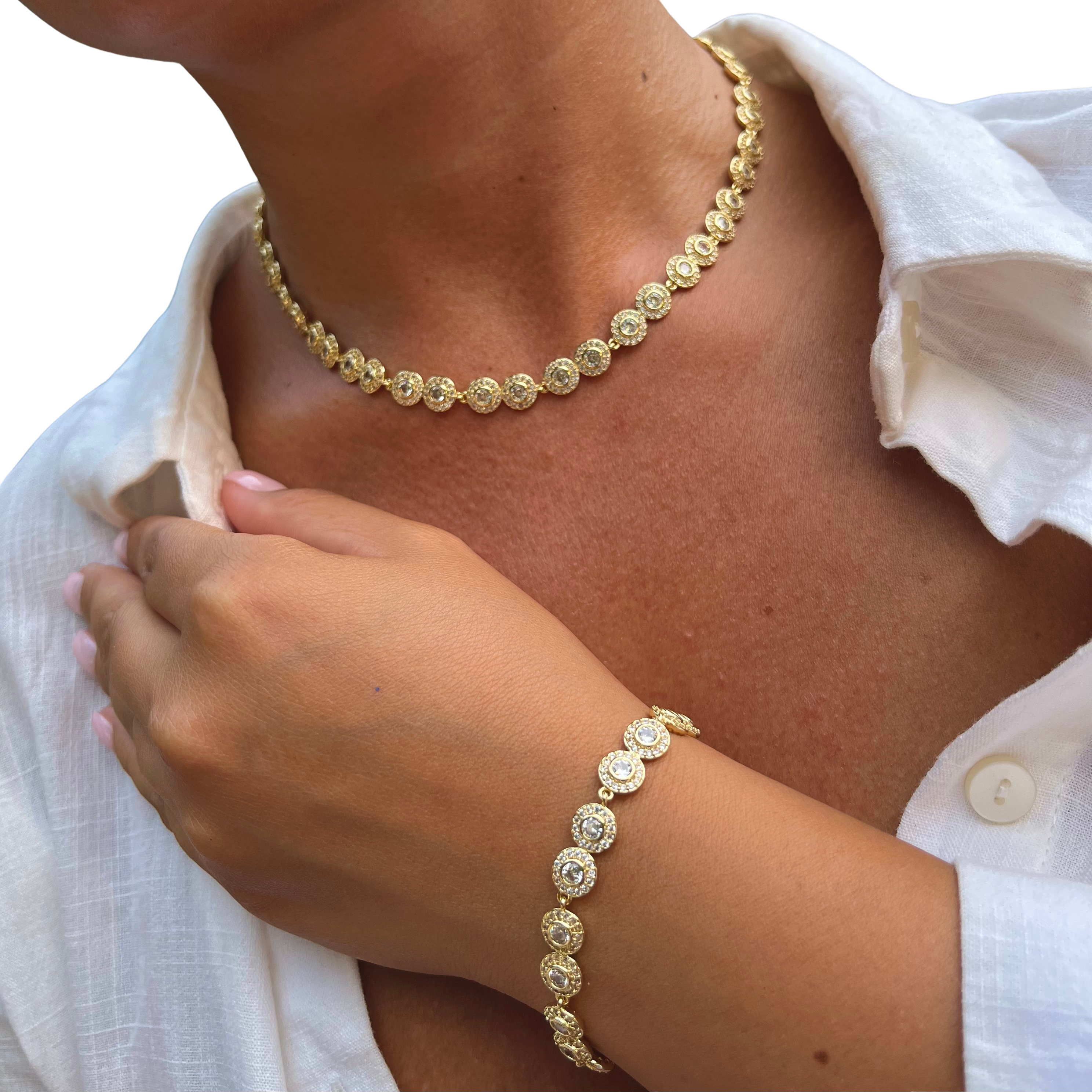 Set Bijuterii cu Cristale pentru Femei: Colier, Brățară și Cercei